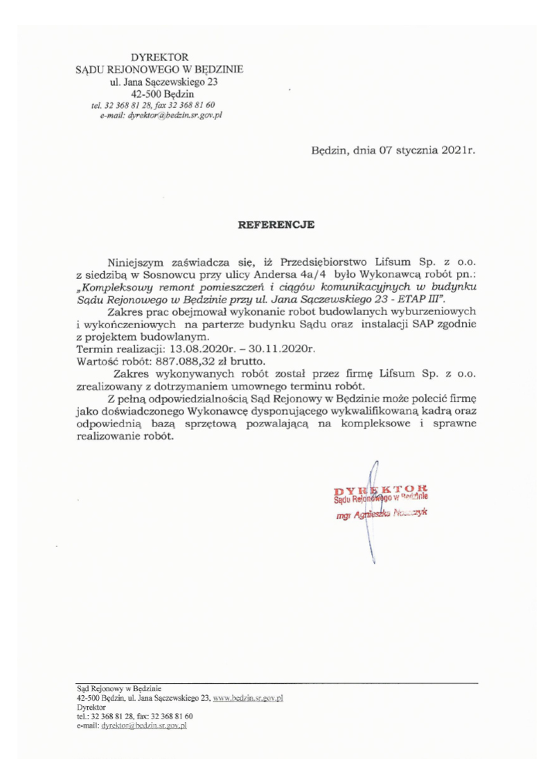 Referencje_Sąd_Będzin